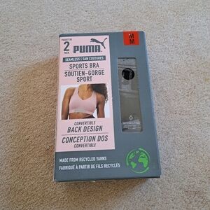 New! Puma 2 pack Seamless Sports Bras Medium Grey Black Convertible NWT